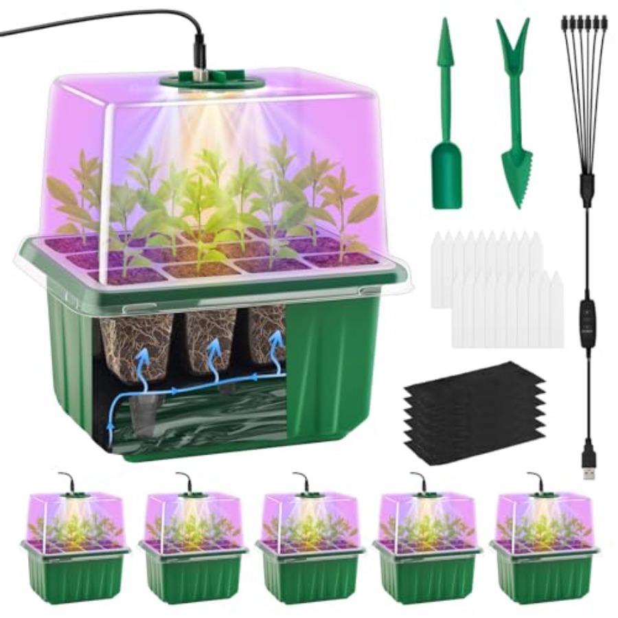 Seed Starter Tray with Light 6 - Humidity Dome Kit 评论和价格