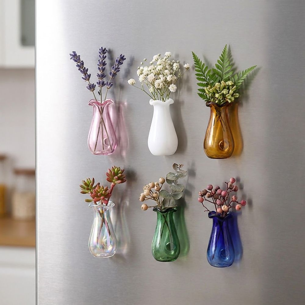6Pcs DIY 3D Mini Vase Magnets  - Propagation Station Vase 评论和价格