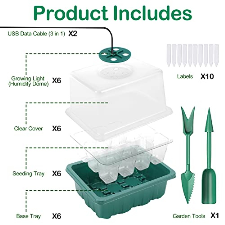 Seed Starter Tray with Light,  - Humidity Dome Kit 评论和价格